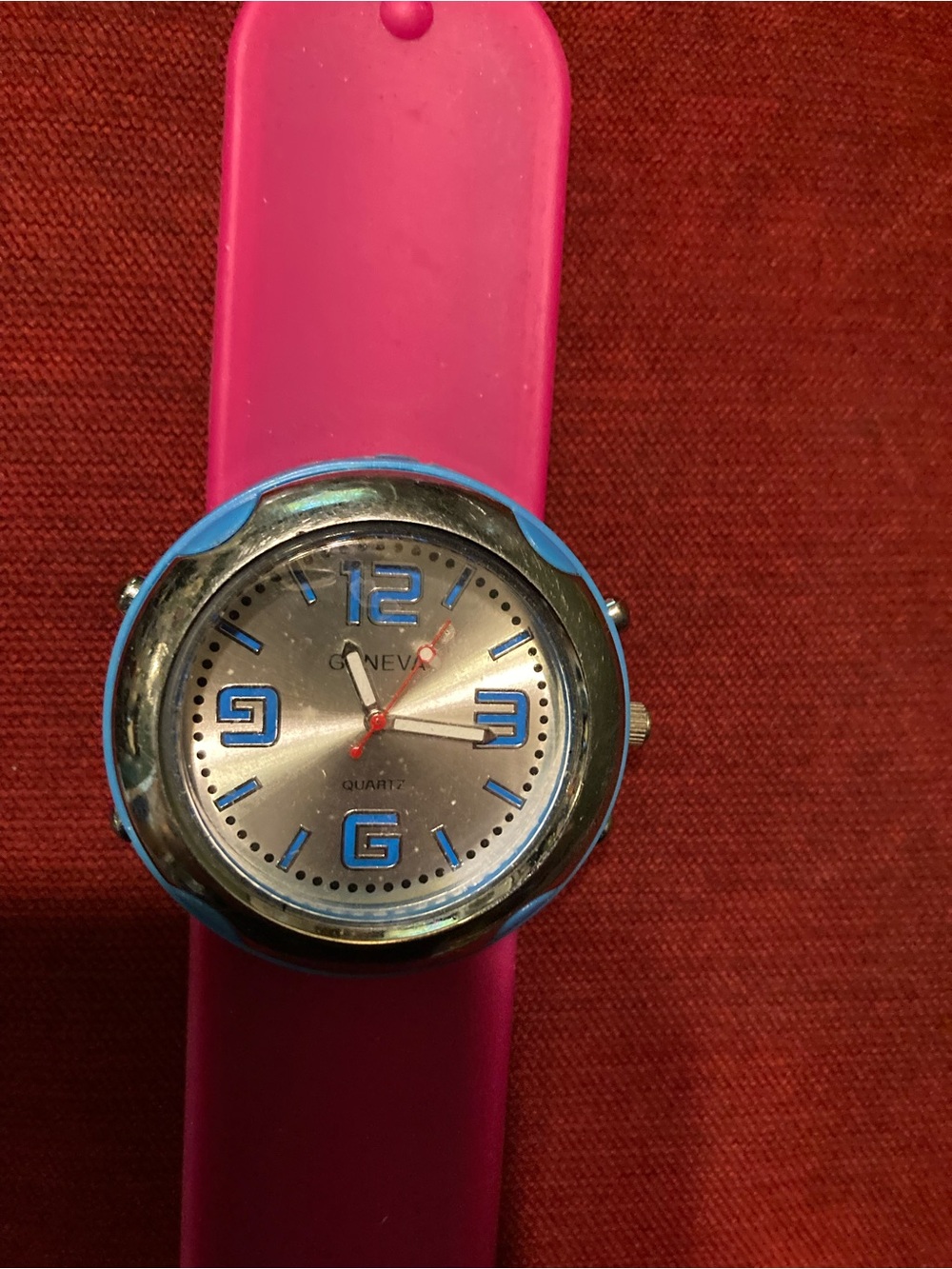 Geneva Pink Silicone Slapwatch With Blue Accents